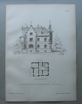 Wood Engraving Architecture Mendola 1887 Villa